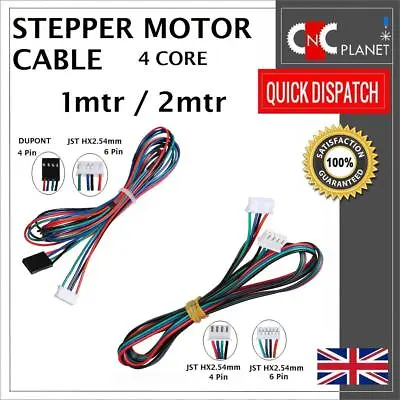 Nema17 4 Wire Stepper Motor Cable With 4 Pin Dupont 6Pin HX2.54mm JST Connector  • £3.95