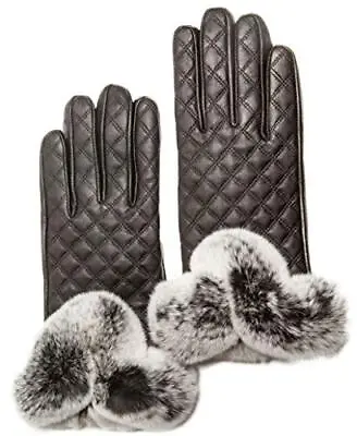 Women's Touch 100% Cashmere Lined Rabbit Cuff Sheepskin Leather Gloves By C & C • $79.95