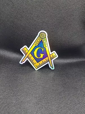 Masonic Mason The Square And Compasses Logo VINYL DECAL STICKER HOLOGRAPHIC  • $8