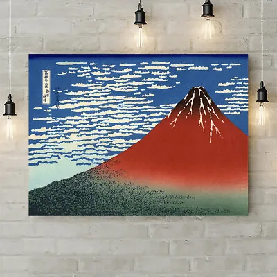 £12.79 • Buy Red Fuji By Katsushika Hokusai - Japanese Canvas Rolled Wall Art Print