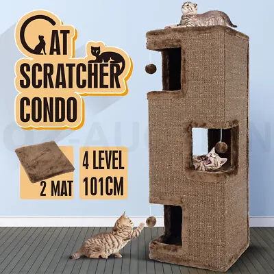 $159.95 • Buy Cat Scratching Post Climbing Tree Furniture Condo Barrel Tunnel House 4 Level
