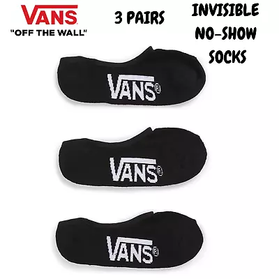 VANS Men's 3pk No Show Socks Invisible Skateboard Sox Sports - Black • $33