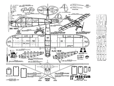 1938 Cub Sport 17  Wingspan Model Airplane Printed Plans & Templates • $20