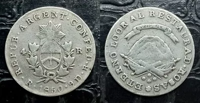 Coin Argentina 4 Reales La Rioja 1850 Silver. • $200