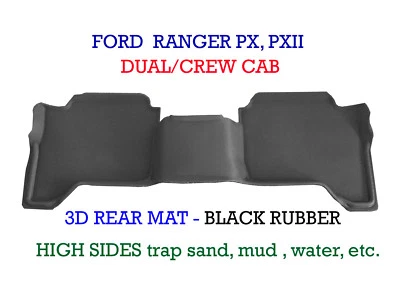 To Suit Ford Ranger PX PX2 PX3 3D Rubber Rear Floor Mat Dual Crew Cab 2011-2021 • $69