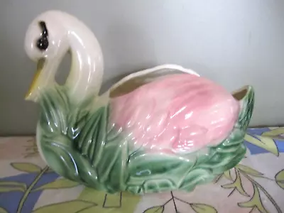 LG Vintage McCoy Art Pottery SWAN Figurine Planter 12  Long • $24.99