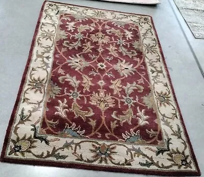 RED / IVORY 4' X 6' Back Stain Rug Reduced Price 1172744051 HG628D-4 • $75