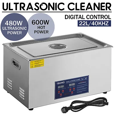 22L Digital Stainless Steel Ultrasonic Cleaner Bath Cleaning Tank Timer Heater • £240.80