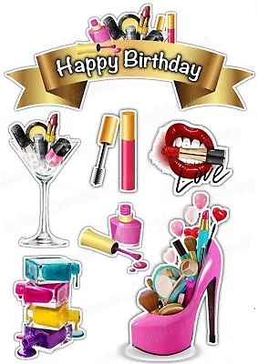 Make Up Brush Cake Topper Party Decoration Edible Birthday Celebration Stand Up • £5.49