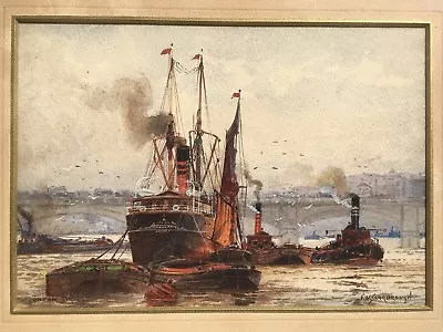 Scarborough Marine Naval British Watercolor London Bridge United Kingdom Art • £1566.83