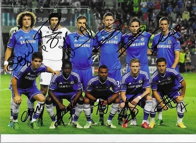 £110 • Buy RARE CHELSEA FC MULTI SIGNED 12x8 TEAM PHOTO LAMPARD, TORRES, OSCAR, HAZZARD 