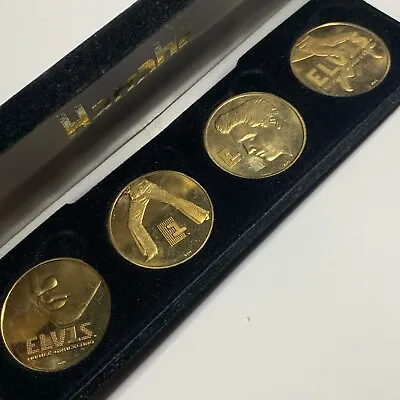 Harrahs Hotel Casino Gold Plated Elvis Presley Collectors Coin Token Set In Box • $16.14