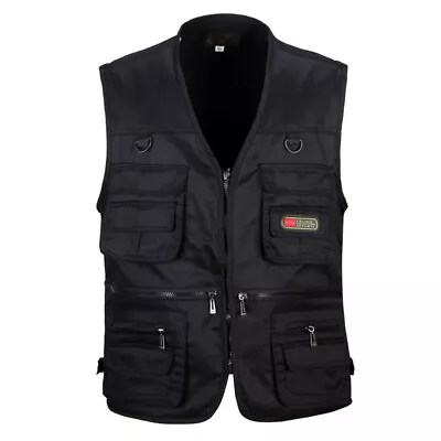 Mens Waistcoat Vest Utility Multi Pocket Workwear Body Warmer Gillet Fisherman • £9.69