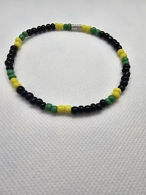 Black Green Yellow Jamaican  Beaded Bracelet /anklet  • $7.50