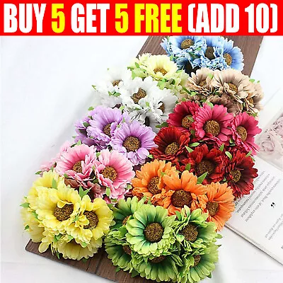 6 Heads Artificial Silk Gerbera Daisy Fake Flowers Bouquet Garden Home Decor UK • £2.99