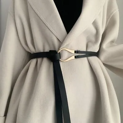 £5.04 • Buy Coat Women Sweater Knotted Waist Strap Waistband PU Leather Belt U-Shape Buckle
