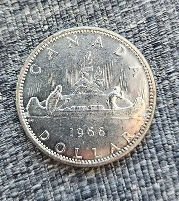 Canada Silver Dollar Uncirculated 1966 BU 80% Silver Attractive Toning • $19