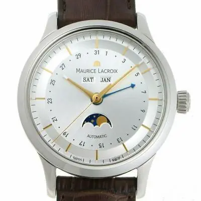 MAURICE LACROIX Les Classics LC6068-SS001-132 Moon Phase Automatic Watch Silver • $1882.32