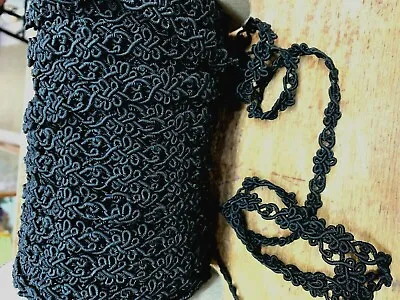 Vintage Celtic Trim 1950s Edging 1/2  Black Rayon Braid 1yd Made In USA • $3.99