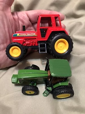 Diecast Red Farm Tractor Toy Pull Back & Go And A John Deere( Non-pull Back) • $9.99