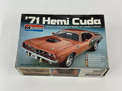 VINTAGE Monogram '71 HEMI CUDA 1:24 Model Car Kit #2292 • $40