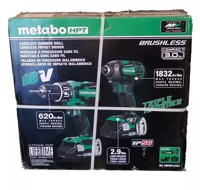 Metabo HPT 18V Hammer Drill & Impact Driver Kit  KC18DBFL2 • $148.99