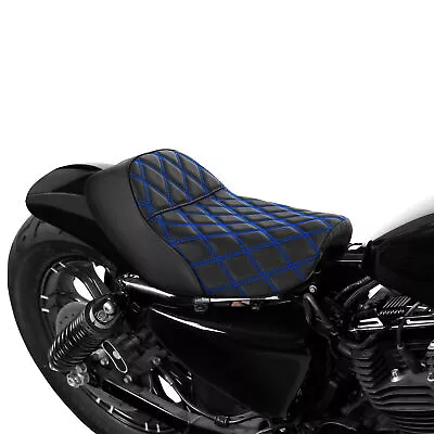 Blue Stitching Driver Solo Seat Fit For Harley Sportster XL 883 1200 10-22 Black • $135