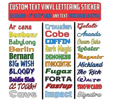 Custom Text Vinyl Lettering Sticker Decal Personalized -ANY TEXT - ANY NAME - [1 • $33.50