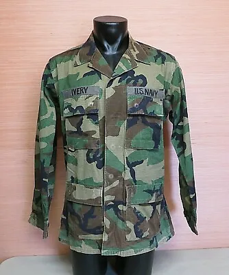 US Military Issue Navy Woodland Camo Hot Weather Combat Coat Jacket Medium Long • $24.99