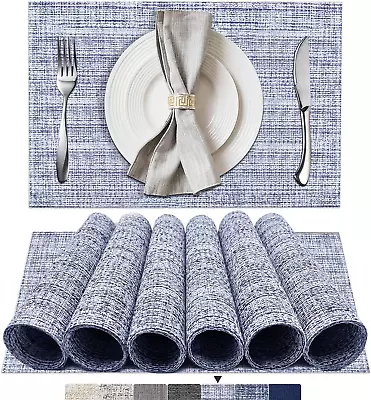 Placemats Set Of 6 Woven Vinyl Placemats Washable & Durable Table Placemats I • $22.49