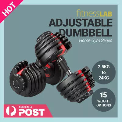 FitnessLab 48kg Adjustable Dumbbells Dumbbell Set Weight Dumbbells Plates 2x24kg • $259