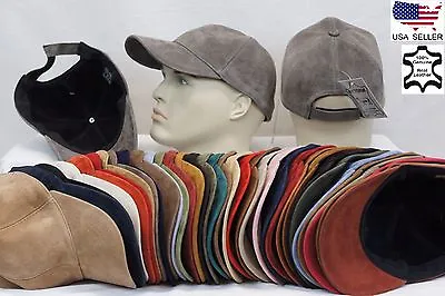 100% REAL GENUINE LAMBSKIN SUEDE LEATHER Baseball Cap Hat Sport Visor 36 COLORS • £19.21