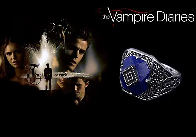 The Vampire Diaries Caroline Forbes Lapis Lazuli Antique Silver Daylight Ring • £9.95