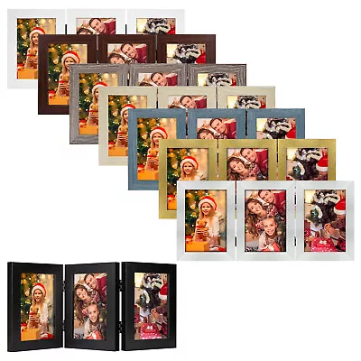 4x6 5x7 Triple Picture Frame Trifold Hinged Photo Frame With 3 Openings Desk Top • $24.98