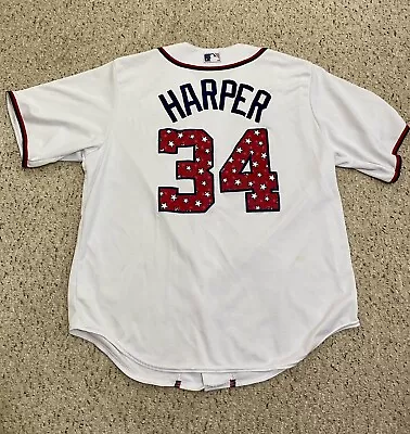 Bryce Harper Washington Nationals Stars & Stripes White Majestic Jersey XL • $22.99