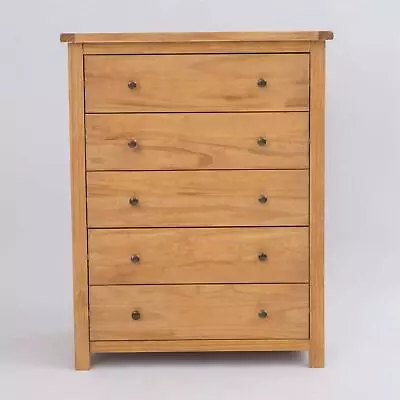 Chest Of Drawers 5 Drawer Oak-effect Bedroom Furniture Storage Country Wood Unit • £254.99