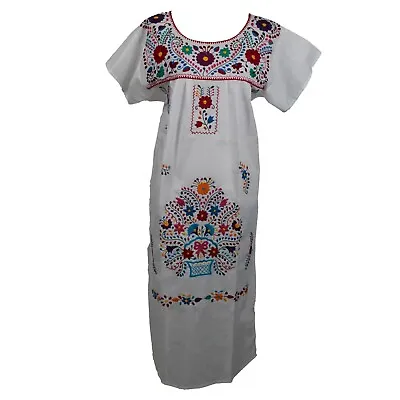 Any Color Peasant Vintage Tunic Embroidered Mexican Dress  XS S M L XL XXL • $29.99