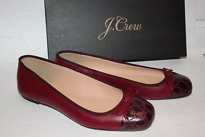 NEW JCrew $138 Lily Cap-Toe Ballet Flats Sz 8 Vivid Burgundy Shoes G7843  • $59.99