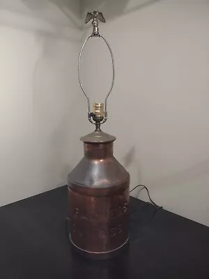Vintage Copper Milk Jug Lamp United Farmers Boston Mass.  Antique Works Great • $105
