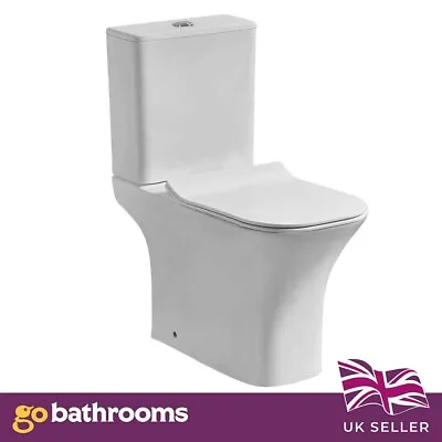 Bathroom Rimless Toilet Close Coupled WC Pan & Soft Close Toilet Seat Eco Flush • £200.85