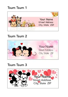 Mickey & Minnie Tsum Tsum Address Labels 30 Per Sheet! 3 Designs!   • $2.75