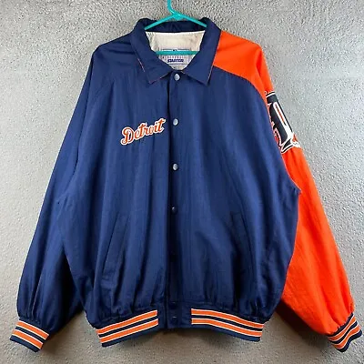 Vintage 90s Starter Detroit Tigers MLB Button Up Jacket Size XL • $54.99