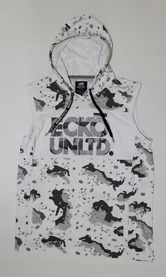 Ecko Unlimited Mens Large White Black Camo Sleeveless Hoodie Pullover • $15.49