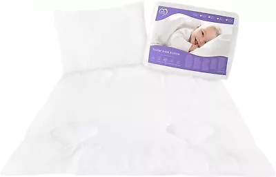 UK Quilted Duvet And Flat Pillow Set 80x70 Cm For Newborn Crib Or Pram Uk • £24.39