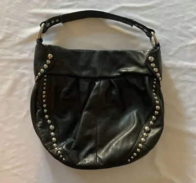 B. Makowsky Black Leather Hand Bag Purse Tote Leather Studded • $30