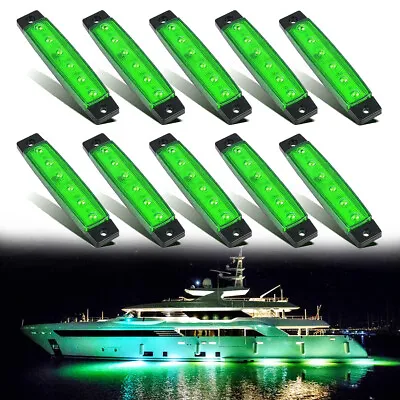 10x Marine Boat 6 LED Lamp Cabin Deck Courtesy Light Stern Transom Lights Green • $12.96