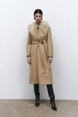 Zara Double Breasted Wool Blend Camel Coat - Size XS • $120