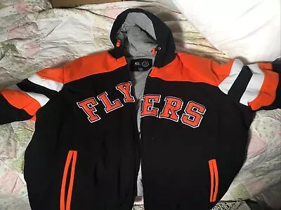 [rare] Vtg G-111 Carl Banks Nhl Xl Philadelphia Flyers Patch Hooded Jacket/coat • $58