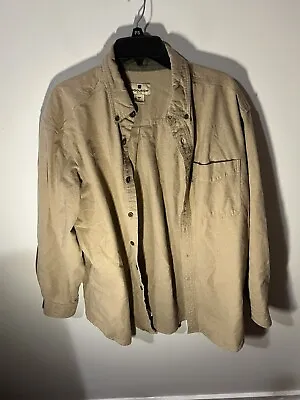 $19.99 • Buy Vintage Woolrich Shirt Mens XL Beige Chamois Flannel Button Up Long Sleeve