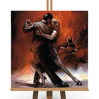 Tango Dance Dancers Dancing Canvas Picture Print Modern Wall Art Orange Ballet • £11.99